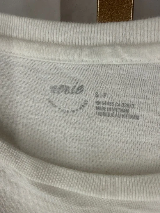 Aerie 100% Cotton Cropped Tee Shirt Top - Small - White - Picture 6 of 10